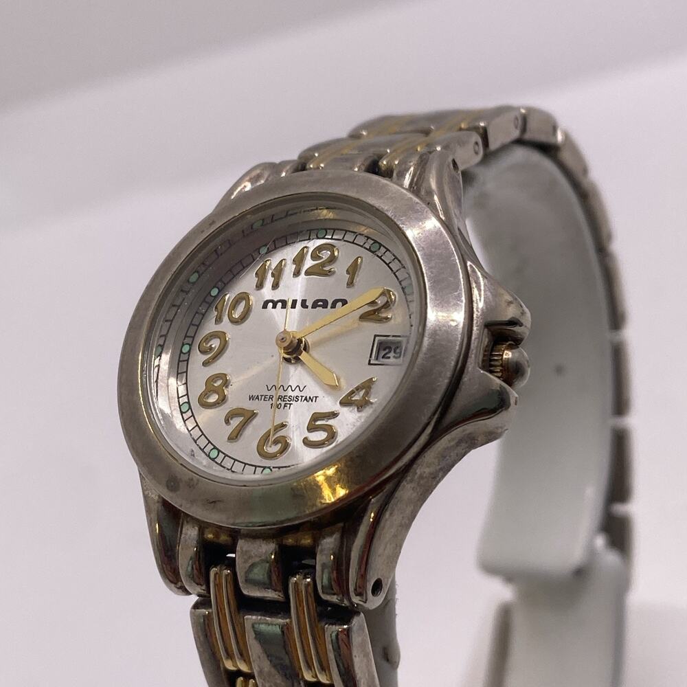 Milan Vintage Womens Silver Gold Watch New Battery